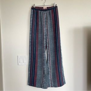 Philosophy Navy Red White Tropical Pattern Relaxed Wide Leg Soft Thin Long Pants